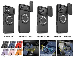 Coque de téléphone robuste en PC avec motif animal magnétique pour 17 Pro Max, avec cache-caméra coulissant, support anneau et protection antichoc - Product Image 2