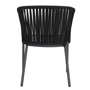 Commercial Modern Black <strong>Stackable</strong> Front Porch Yard Patio Restaurant Furniture Outdoor <strong>Garden</strong> Cafe Aluminum Dining Rope <strong>Chairs</strong> - Product Image 5