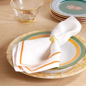 2023 New Wrapped Embroidered Edge Handmade Organic French Pure Flax Fabric Napkins 100% <b>Linen</b> Washed Dinner <b>Table</b> <b>Cloth</b> for - Product Image 2