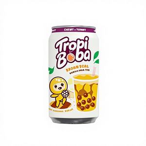Private Label Boba <b>Bubble</b> Milk <b>Tea</b> with Black Pearl HALAL Certified Aluminum Can Brix 8% Vietnam Origin - Product Image 1