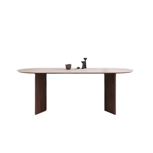 Ensemble de <span class=keywords><strong>table</strong></span> à manger ovale en bois de style nordique moderne et rétro français, 6 places, 180 cm, pour salle à manger, <span class=keywords><strong>restaurant</strong></span>, cuisine - Product Image 1