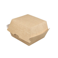 Boîte à hamburger jetable en papier kraft enduit, emballage à emporter pour frites et snacks - Matériau de qualité alimentaire, sans pliage requis, impression offset
