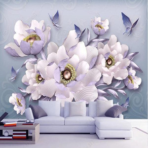 Hermoso piso papel 3d etiqueta rosa Flor de pared papel pintado mural casa assesories de 60x96inches - Product Image 2