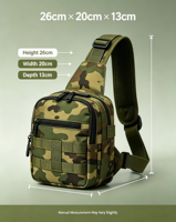 Sac à bandoulière tactique camouflage pour homme 8L, en polyester imperméable, système Molle, pour activités de plein air, randonnée, camping, tir, chasse