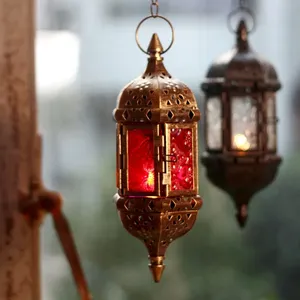 Farol negro de estilo marroquí para decoración del hogar y exterior, farol colgante de <span class=keywords><strong>metal</strong></span> decorativo - Product Image 6