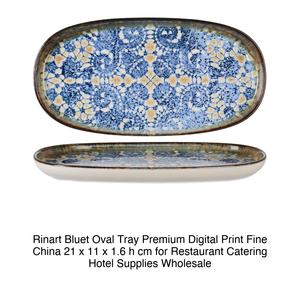 Plato de Servir Ovalado Bluet, 21 × 11 cm, Altura 1.6 cm, Porcelana Fina Premium, Impresión Digital Rinart - Product Image 2