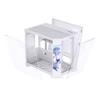 Lovingcool Mid Tower Desktop Panoramic Tempered Glass PC Casing CPU Cabinet MATX Cooling Gaming Computer Case with LCD Screen