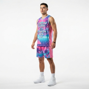 Nouveau maillot de basket-ball à col en V, manches courtes, imprimé drapeau sublimé, unisexe adulte, respirant, en maille, vêtements de sport 100% polyester, en solde - Product Image 1