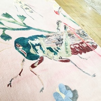 Tapis en soie fabriqué à la main sur mesure Tapis en laine touffeté de table papillon rose pour cinéma maison Penthouses de luxe
