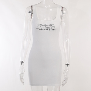 <span class=keywords><strong>2023</strong></span> <span class=keywords><strong>primavera</strong></span> <span class=keywords><strong>estate</strong></span> maglia donna Casual senza maniche canotta lettera stampa Slim Sexy Mini vestito aderente - Product Image 6