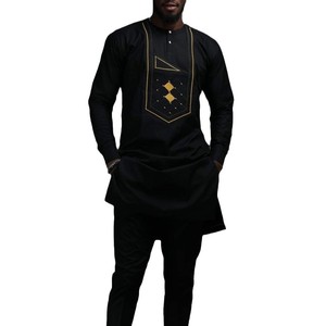 Artículos vendidos a granel, conjunto informal de dos piezas <span class=keywords><strong>para</strong></span> <span class=keywords><strong>hombres</strong></span>, ropa tradicional de Festival con bordado <span class=keywords><strong>africano</strong></span>, ropa elegante - Product Image 6
