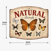 Plaque Métallique Vintage Papillon Histoire Naturelle, Décoration Murale Botanique Cottagecore pour Jardin, Plaque Métallique Embossée – Fabricant