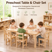 COMPANY Mobilier Moderne en Bois pour Maternelle, Ensemble Table et Chaises en Bois Massif pour Salle de Classe Préscolaire et Garderie