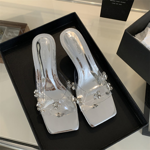 2026 Summer <b>Sandals</b>: High-Heeled Stiletto <b>Sandals</b> with Rhinestone Stripes - Product Image 2