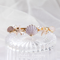 Pince à cheveux populaire en alliage, motif coquillage, étoile de mer et perle, avec franges, accessoires pour cheveux