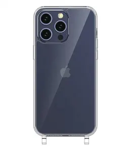 Transparente Hard Back PC Dacron Nylon Lanyard Strap Cadeia Cruz Corpo Colar Hang Sling Phone Case Para iPhone 13 14 15