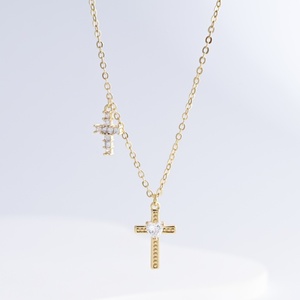 Collier pendentif croix en argent 925 plaqué or 18 carats, style hip hop, papillon, minimaliste, pour femmes. - Product Image 3