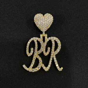 Custom 925 Sterling <b>Silver</b> VVS Moissanite <b>Initial</b> Letter <b>Pendant</b> 18K Gold Plated Heart Bail Necklace for Men & Women - Product Image 6