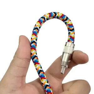 Creative gift design Thick braided 2 in 1 charging cable type c, Work badge lanyard design PD 60W data cables for iphone15
