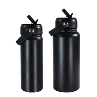 Bouteille d'eau sport en acier inoxydable à double paroi avec logo personnalisé, 18 oz, 32 oz, revêtement en poudre, avec bec verseur et couvercle à poignée