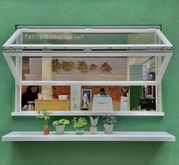 Ventana Plegable Vertical de Aluminio Moderna Personalizada, Mostrador de Bar para Cafetería, Apertura Suspendida, Vidrio de Doble Acristalamiento, Uso en Exteriores