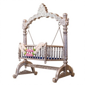 Traditional Silver Palna for Baby Naming Function Baby Welcoming Ceremony Carved Silver Swing Decor Baby Shower Function UK Sale - Product Image 2
