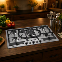 Cuisinière à gaz 5 brûleurs en acier inoxydable, vente directe d'usine, promotion exceptionnelle