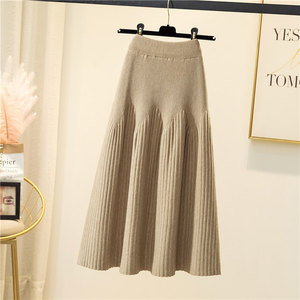 Falda de punto grueso de longitud media, nueva, adelgazante, versátil, estilo A, para mujer, otoño 2026, <span class=keywords><strong>al</strong></span> <span class=keywords><strong>por</strong></span> <span class=keywords><strong>mayor</strong></span> - Product Image 3