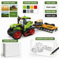 Tractor Agrícola Verde Personalizado con Sembradora, Juego de Bloques de Construcción, Juguete Educativo para Niños para Demostraciones de Plantación de Precisión