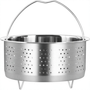 Panier vapeur durable en acier inoxydable avec poignée et pieds en fil métallique, passoire perforée - Product Image 1