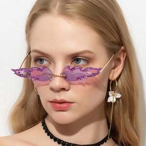 Gafas de Sol Pequeñas Sin Montura para Mujer, Modelo 2043, con Diamantes, Estilo Punk, Protección UV400 - Product Image 1