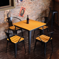 Combinaison de chaises de bar en bois, plastique et fer de style industriel moderne-Imperméable et durable pour restaurant, café, hôtel, école