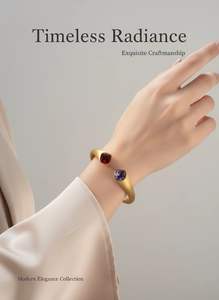 Brazalete de Plata 925 con Baño de Oro y Amatista de UM Jewelry, Venta al por Mayor, Unisex/Hombre/Mujer, Engaste Geométrico, Diseño Minimalista Único - Product Image 4