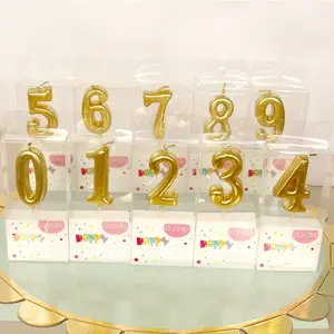黄金蛋糕装饰数字 0-9 蜡烛蛋糕配料生日快乐礼物派对用品