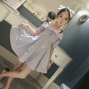 Vestidos de Niña a Bajo Precio, Vestido Casual Corto de Una Pieza con Hombros Descubiertos para Niña - Product Image 1