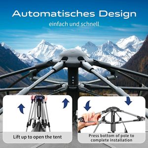 Tenda Esagonale Stile Yurt per Esterni, Pieghevole e Portatile, <span class=keywords><strong>Set</strong></span> da Campeggio Completo in Tessuto Oxford Rinforzato Impermeabile 1000-1500mm Quattro Stagioni - Product Image 2