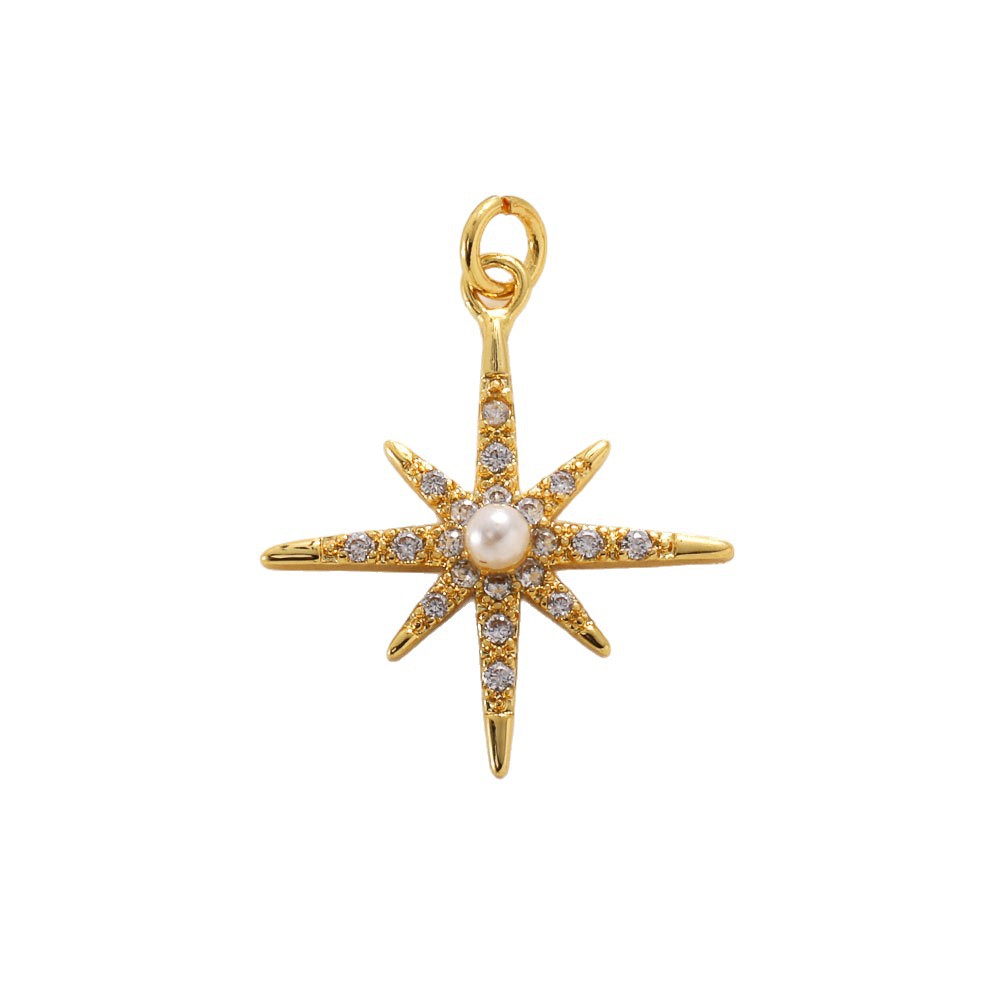 Spot Devil's Eye Necklace Pendant Accessories Blue Eyes Copper Zircon Pearl Octagonal Star Mount DIY Jewelry Bead Caps Oro