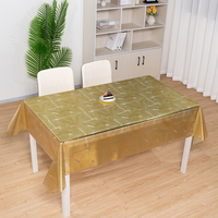 Nappe rectangulaire transparente en PVC vinyle RNPT, motif marbré doré fin, pour hôtels, restaurants et tables de banquet