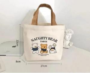 Borsa Shopper in Tela con Stampa Orso Cartoon Pack World - Borsa Portatile per Studenti, Lavoro, Pranzo, Regalo 22x27cm Made in China - Product Image 5