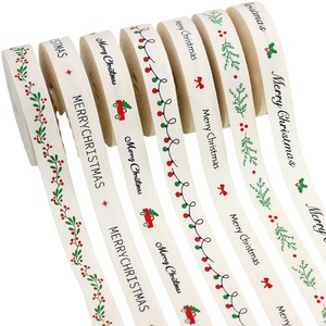 100% katun Satin pita Natal busur dicetak pohon Natal dekorasi Garland Streamer kemasan kotak hadiah - Product Image 2
