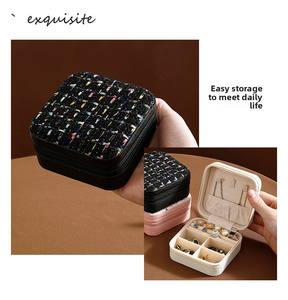 Wholesale Leather Storage Box Small Jewelry for <b>Earrings</b> Rings Travel Organizer with Compartments Portable Case Women - Product Image 5