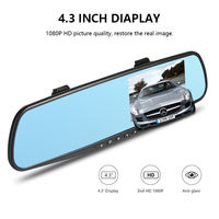 Caméra de tableau de bord T600, résolution 720P, écran TN de 4.19 pouces, boîte noire, rétroviseur, double objectif, enregistreur de voiture dvr, prix d'usine