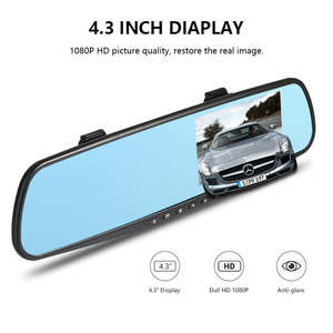 Caméra de tableau de bord T600, résolution 720P, écran <span class=keywords><strong>TN</strong></span> de 4.19 pouces, boîte noire, rétroviseur, double objectif, enregistreur de voiture dvr, prix d'usine - Product Image 3