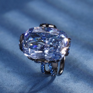 Wholesale Eco-friendly Copper Cushion Cut Blue 15*20mm Cubic Zirconia Vintage Necklace <b>Earrings</b> Jewelry <b>Set</b> for Women - Product Image 5