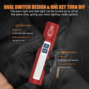 ไฟฉายยุทธวิธีแบบชาร์จไฟได้ 8 โหมด ปุ่มคู่ แม่เหล็ก USB-<span class=keywords><strong>C</strong></span> ความสว่างสูง กันน้ำ พกพาสะดวก ใช้ในรถยนต์ กรณีฉุกเฉิน - Product Image 4