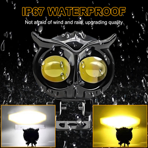 Đèn sương mù LED hai màu thiết kế hình cú, đèn pha, đèn trợ sáng LED cho xe máy, đèn LED phụ trợ cho xe máy, Luz Para Moto - Product Image 5