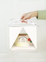 Boîte à gâteau en carton blanc avec poignée et fenêtre transparente en PET, emballage élégant pour pâtisserie