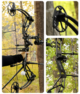 Ensemble d'arc à poulies pour tir à l'arc en plein air, chasse, tir, 20-70 lb, main droite, noir/camouflage, aluminium, avec accessoires PANGO LWANO 202 - Product Image 5