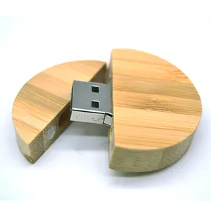 Promo Geschenke runde Münzform Bambus Ahorn Walnuss Redwood Buche Holz Holz USB-Flash-Laufwerke mit benutzer definierten Laser gravur Logo