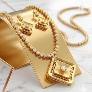 Conjunto de Collar y Pendientes Geométricos de Plata 925 y Oro Italiano - Joyería Fina para Mujer, Regalo de Compromiso y Aniversario - Product Image 3